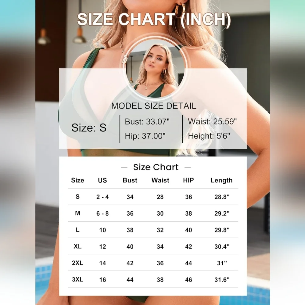 PLUS SIZE Elegant Green Mesh One-Piece Swimsuit